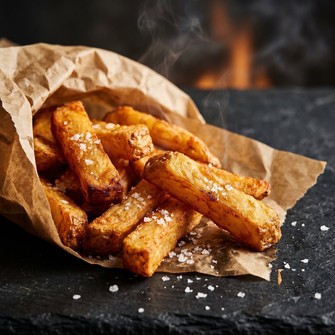 BRASA triple-cooked chips, sea-salted, in kraft paper